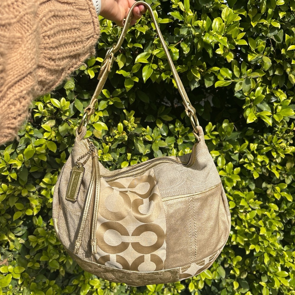 Coach patchwork metallic hobo